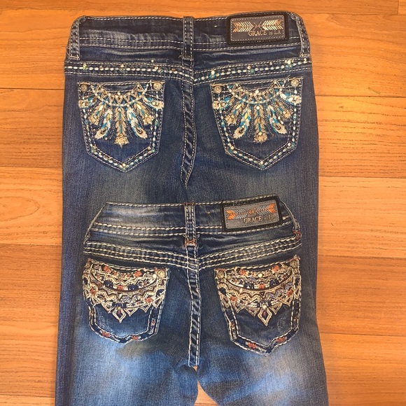 Grace Other - 2 Grace Embellished Distressed Jeans Sz 7
